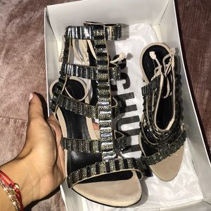 Schutz Camurca suede embellished sandal- size 8